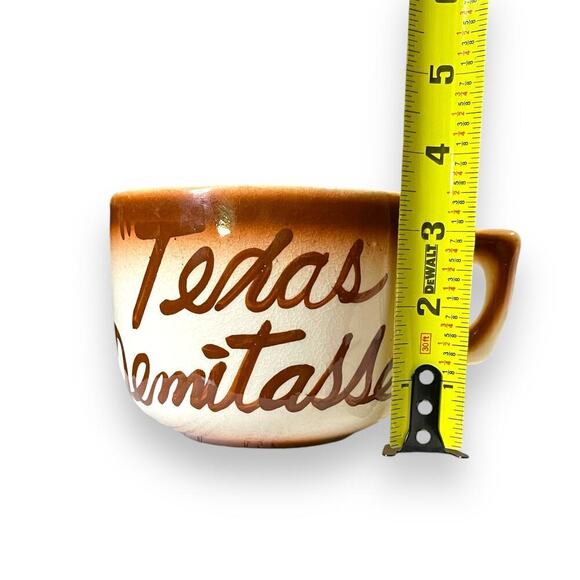Vintage “Texas Demitasse” Pair Ceramic Glazed Oversized Coffee Mugs Japan Made - Picture 15 of 16